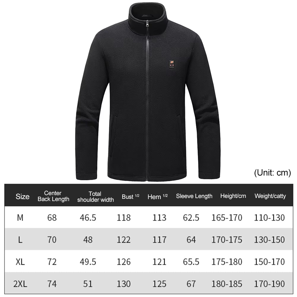 9 Heated Area Intelligent Heating Coat USB Charging Heated Jacket Waterproof Heated Sweater 3 Gear Temperature for Hiking Skiing