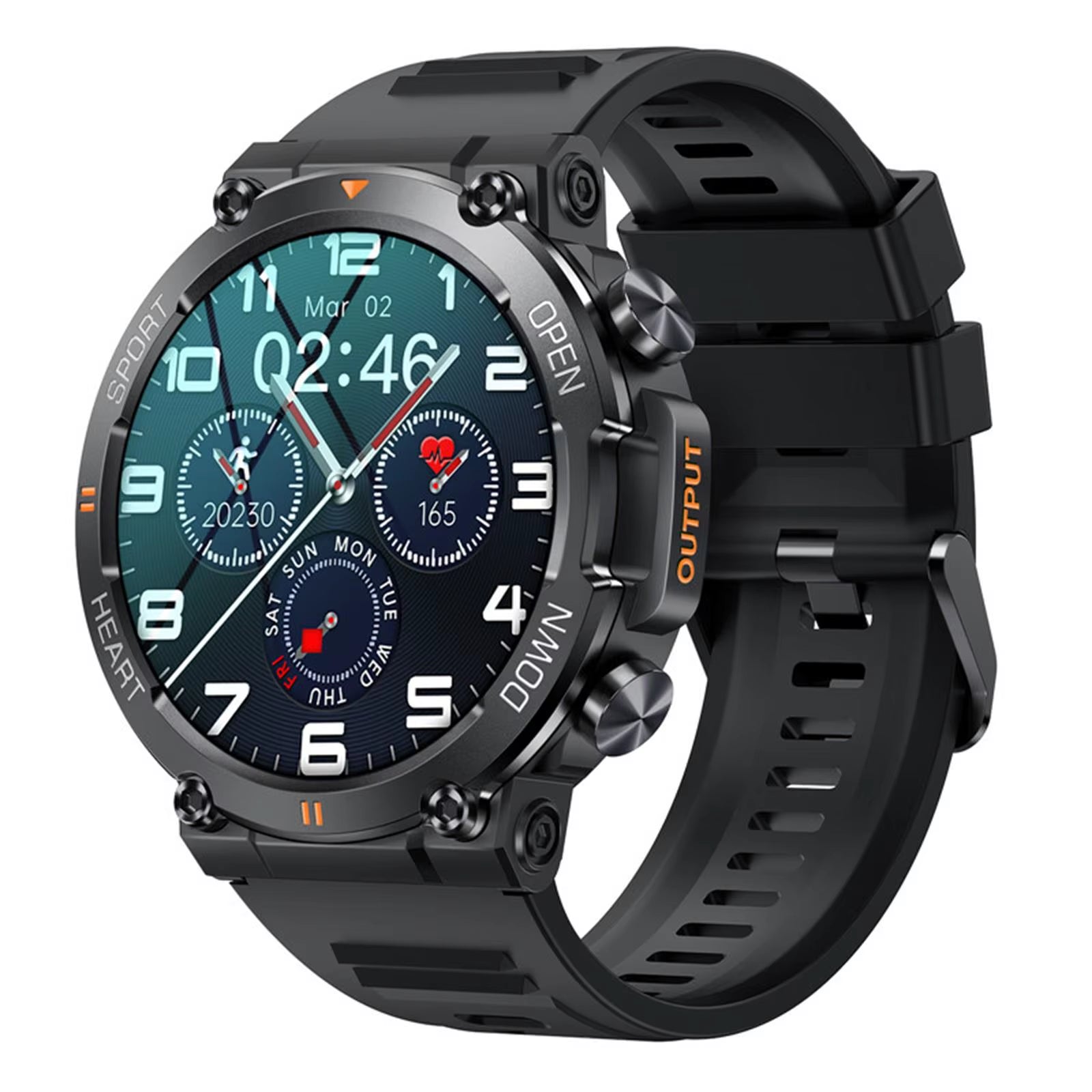 K56Pro Men's Smart Watch with Heart Rate Monitor, Bluetooth Connectivity, 400mAh Battery, 1.39-Inch HD Display, Ideal for Outdoor Sports